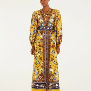 Farm Rio Yellow Flowering Garden Tree Organic Cotton Maxi Dress